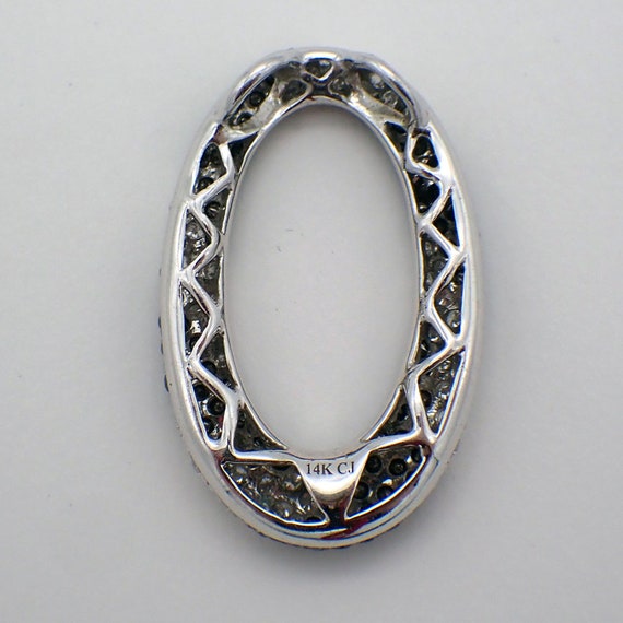 Oval Pendant Black And White Diamonds 14K White G… - image 3