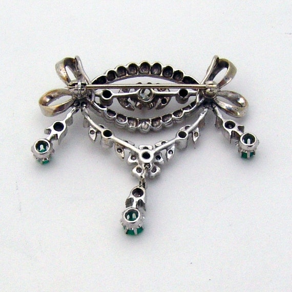 Edwardian Brooch Pendant 14K White Gold Seed Pear… - image 2