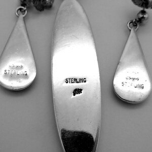 Multi Stone Inlay Pendant Dangle Earrings Set Sterling Silver image 3