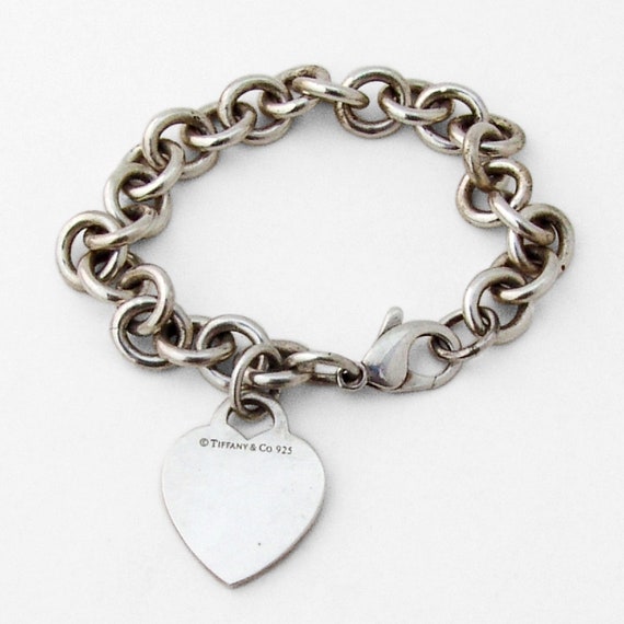 Tiffany Chain Bracelet Heart Charm Sterling Silver Monogram Etsy