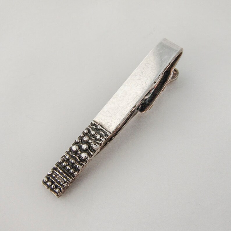 Textured Tie Bar Clip 830 Standard Silver Sweden 1919