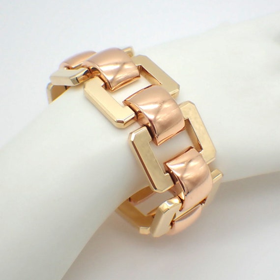 Massive Chain Bracelet Two Tone 14K Gold Foro Ita… - image 1