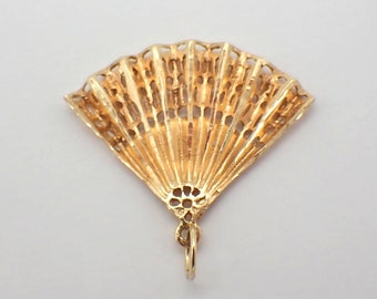 Fan Form Charm Pendant 14K Yellow Gold