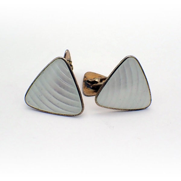 White Enamel Triangle Cufflinks Aksel Holmsen Sterling Silver Norway