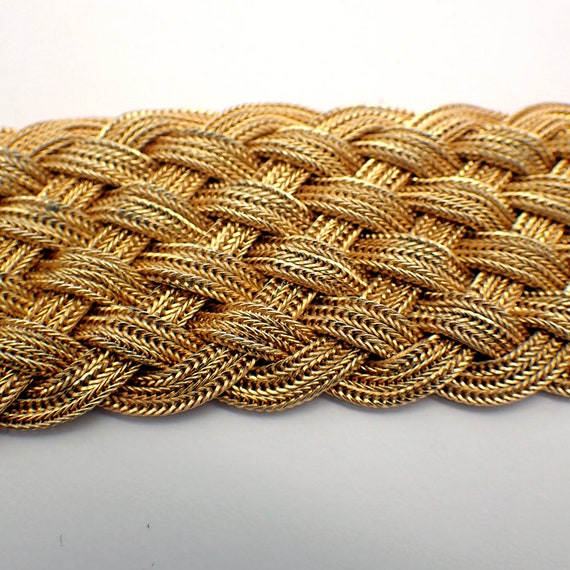 Wide Braided Chain Bracelet Vermeil Sterling Silv… - image 2