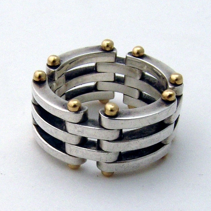 Tiffany Gatelink Flex Band Ring Sterling Silver 18k Gold Etsy UK