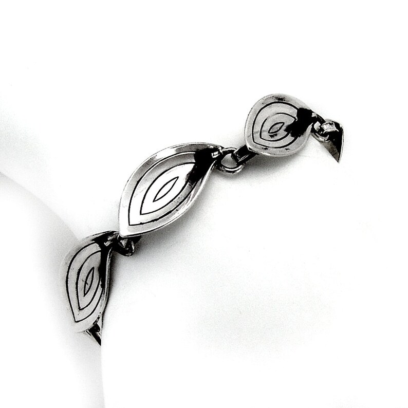 Aarre Krogh Foliate Link Bracelet Toggle Clasp Sterling Silver Denmark