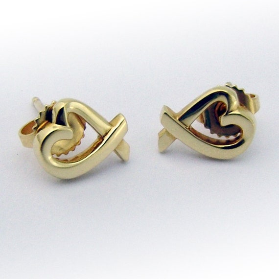 Tiffany Paloma Picasso Loving Heart Earrings 18K Y