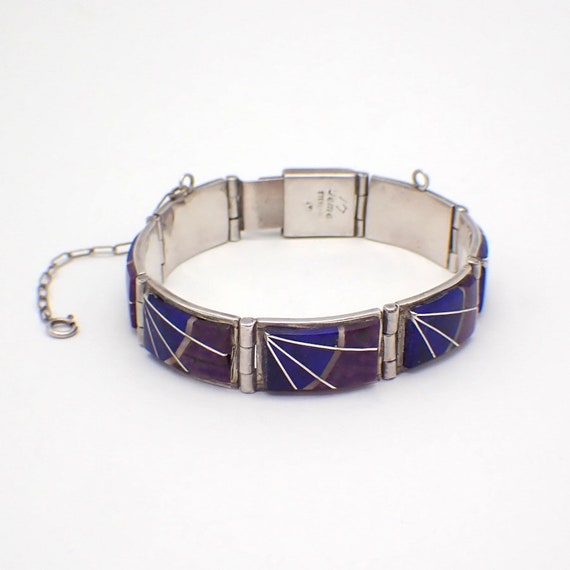 Multi Stone Panel Bracelet Sterling Silver Sunbur… - image 2