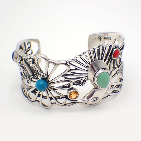 Sterling Silver Hummingbird Amber Cuff Sterling Silver Hummingbird Amber Cuff