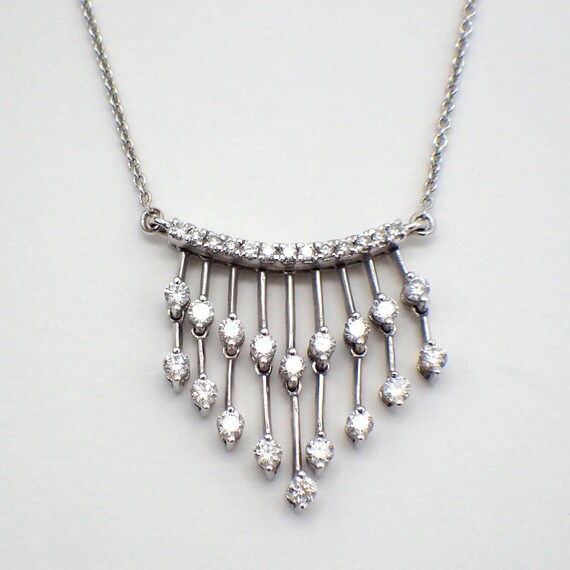 Diamond Tassel Necklace 14K White Gold - image 3