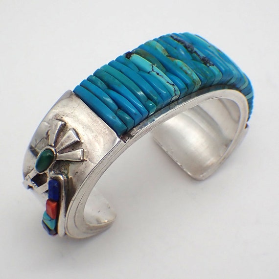 Double Dancing Kokopelli Vintage Native American Navajo Turquoise Sterling Silver Bracelet Double Dancing Kokopelli Vintage Native American Navajo Turquoise Sterling Silver Bracelet