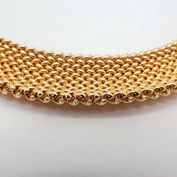 Wide Mesh Chain Necklace 18K Yellow Gold Italy - image 4