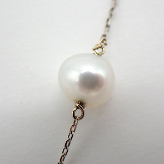 Pearl Station Necklace 18K White Gold - image 3