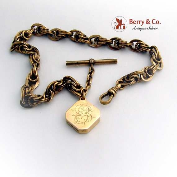 Antique Watch Chain Locket Pendant Diamond Accent… - image 2