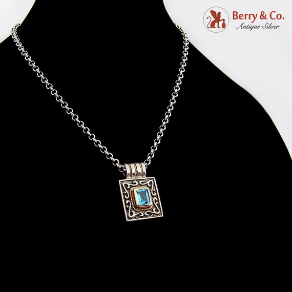 Rectangular Pendant Necklace Earrings Sterling To… - image 2