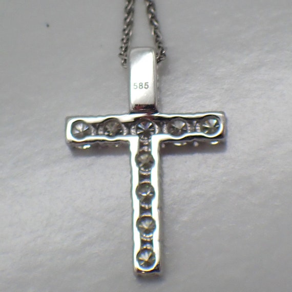 Diamond Cross Pendant Necklace 14K White Gold - image 3