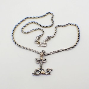 Colar com pingente Barbara Bixby letra L em prata esterlina ouro 18K
