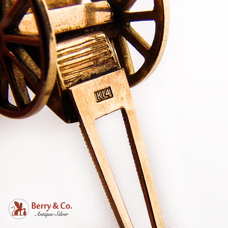 Pulled Rickshaw Movable Charm Pendant 14K Gold