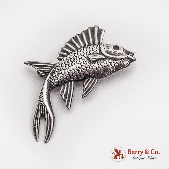 Pisces Fish Brooch Sterling Silver