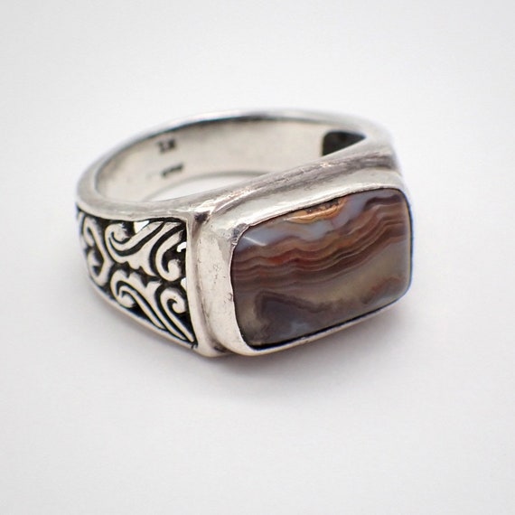 Banded Agate Ring Sterling Silver - image 4
