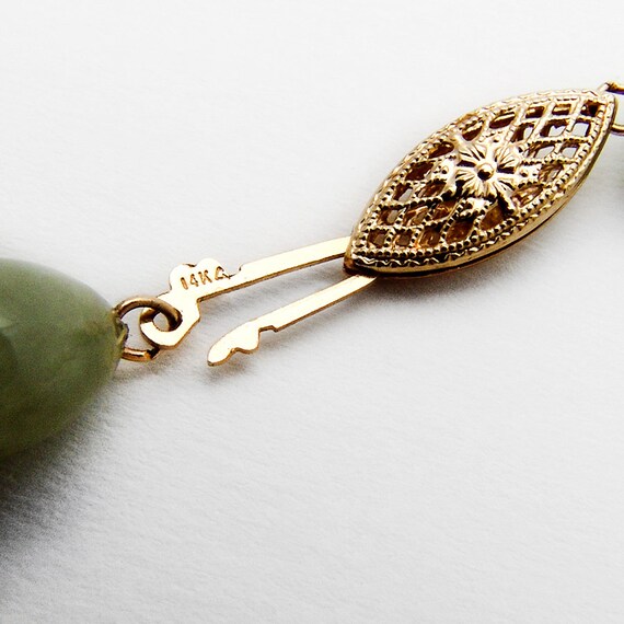 Pale Green Jadeite Jade Necklace Cultured Pearls … - image 4