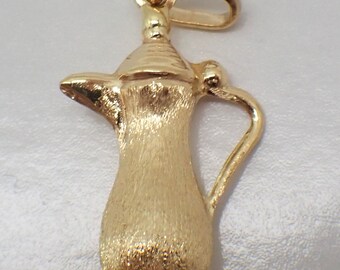 Coffee Pot Charm Pendant 18K Gold