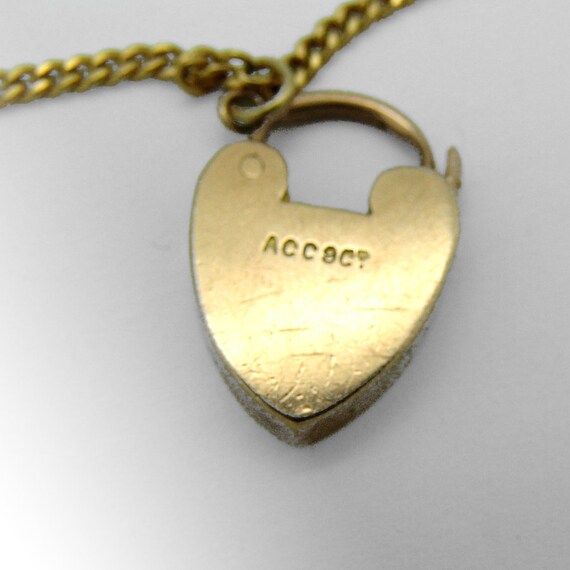 Wide Chain Bracelet Heart Padlock Clasp 9 K Yello… - image 4