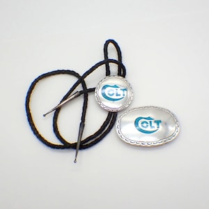 Navajo Belt Buckle Bolo Tie Set Mary Livingston Sterling Silver Turquoise Inlay