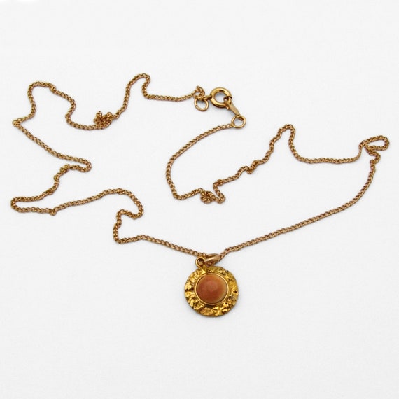 Gold Nugget Agate Pendant 10K Yellow Gold - image 1