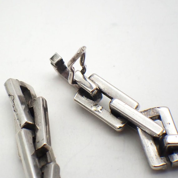 Rectangular Link Chain Necklace Sterling Silver - image 3
