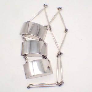 Georg Jensen Modernist Three Segment Necklace Nr 127 Astrid Fog Sterling Silver