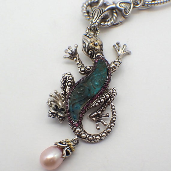 Barbara Bixby Gem Lizard Pendant Judith Ripka Cha… - image 4