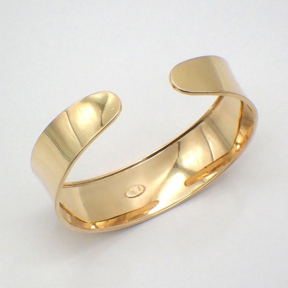 Wide Cuff Bracelet 14K Gold Italy - image 3