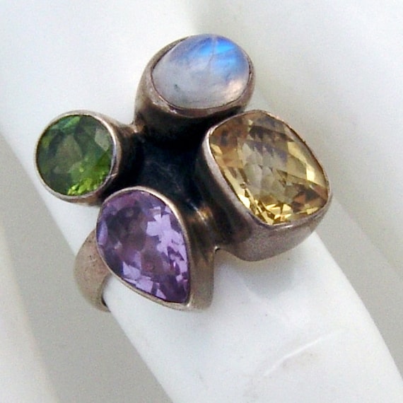 Colorful Multi Stone Ring Sterling Silver Arya