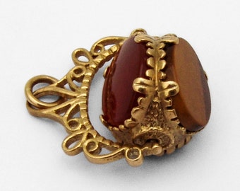 Orologio rotante con più pietre, sigillo taschino, oro giallo 9 carati, Inghilterra