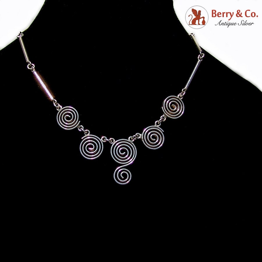 Spiral Link Chain Necklace Sterling 