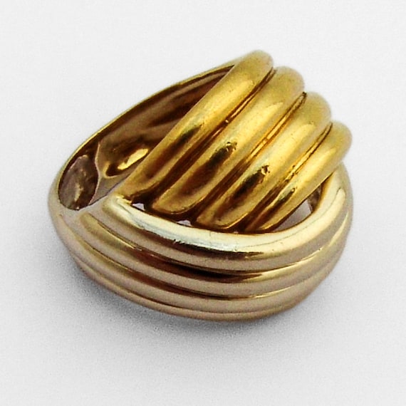 Overlapping Statement Ring Two Tone 18K Gold - image 3