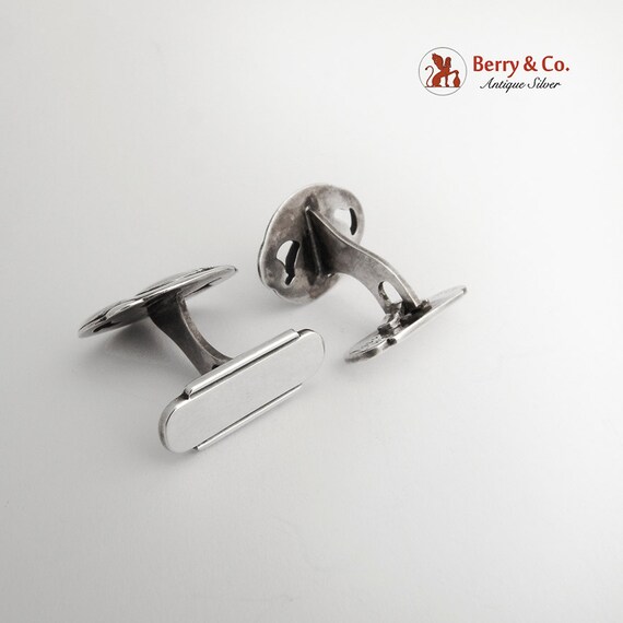 Scandinavian Ornate Oval Cufflinks 830 Silver - image 2