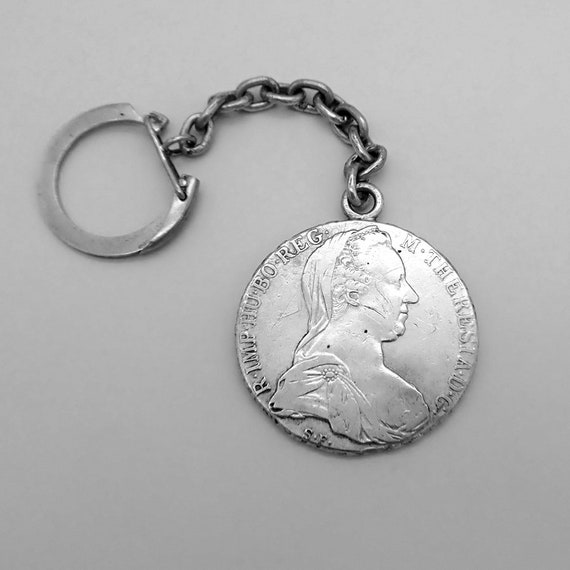 Antique Austrian Coin Key Chain 833 Silver Sterling Silver