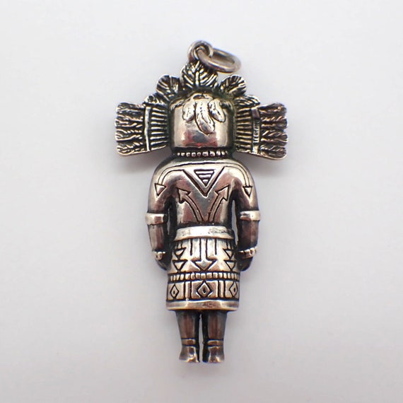 Tribal Kachina Doll Pendant Sterling Silver Turqu… - image 2