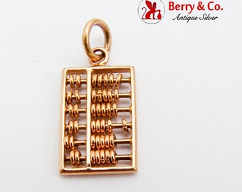 Abacus Counting Frame Charm Pendant Yellow Gold
