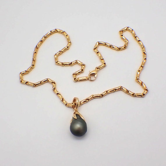 Chimento Chain Necklace Tahitian Pearl Pendant 18… - image 1