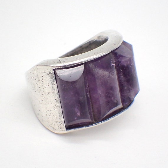 Antonio Pineda Amethyst Wide Ring Sterling Silver 