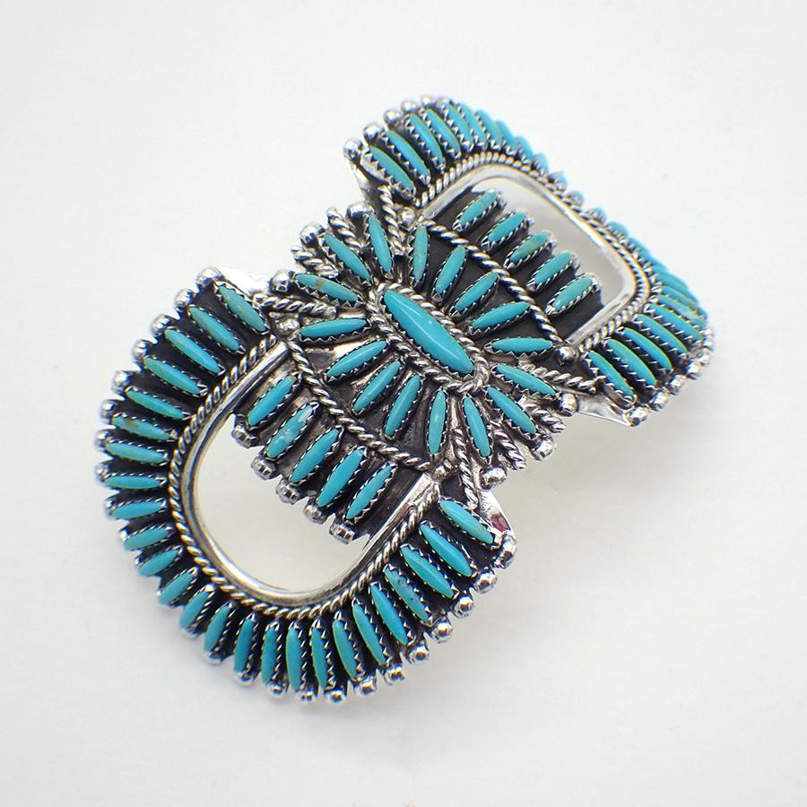 Hair Barrette Hair Clip Needlepoint Turquoise Sterling  display picture 2