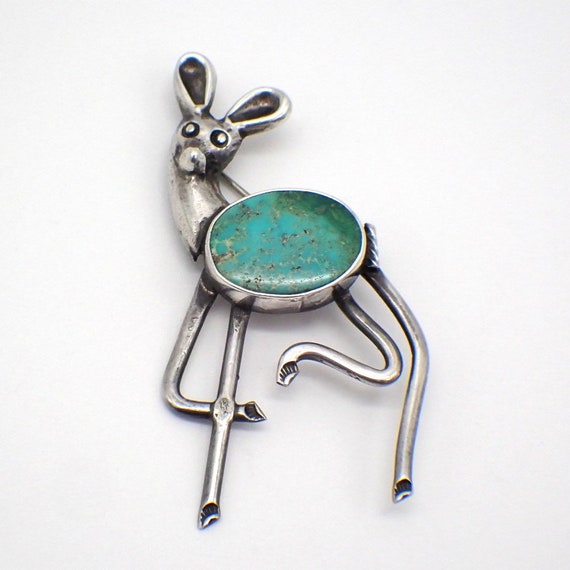 Whimsical Native American Navajo Sterling Silver Roadrunner Cowboy Pin Whimsical Native American Navajo Sterling Silver Roadrunner Cowboy Pin