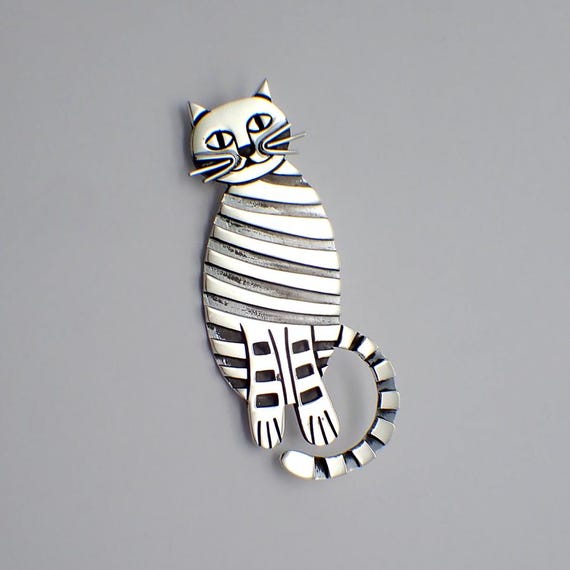 Cat Brooch Sterling Silver