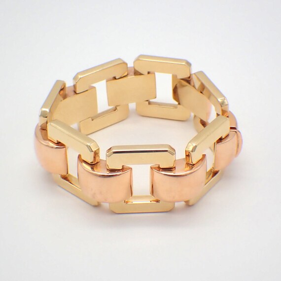 Massive Chain Bracelet Two Tone 14K Gold Foro Ita… - image 3