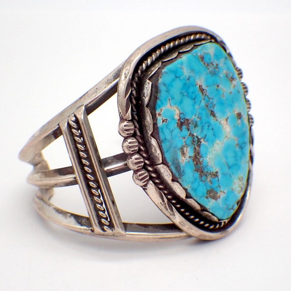 Turquoise Cuff Bracelet Sterling Silver - image 1