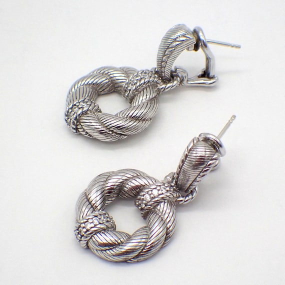 Judith Ripka Dangle Wreath Drop Earrings Sterling… - image 1